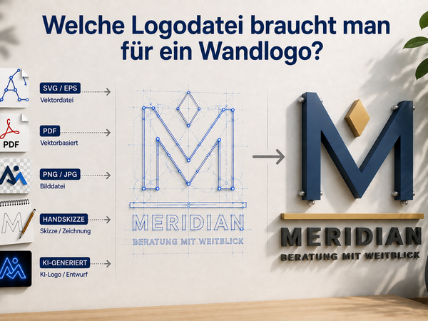 Logodateien für 3D-Wandlogos von SVG und EPS über PDF und PNG bis zur CAD-Aufbereitung