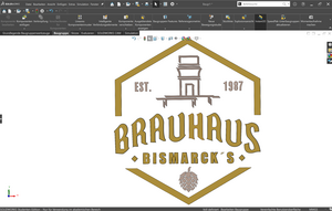 3D-CAD-Konstruktion des Wandlogos für Brauhaus Bismarcks in SolidWorks