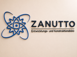 3D-Wandlogo von Otu Automobile mit Spiegelgold Acryl-Veredelung und weißer 3D-Schrift.