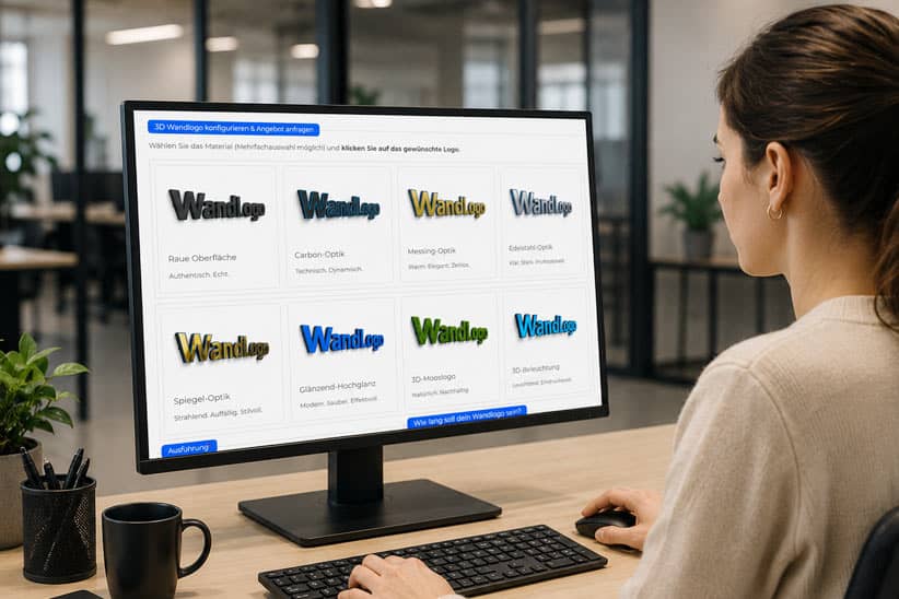Online-Konfiguration eines individuellen 3D Wandlogos