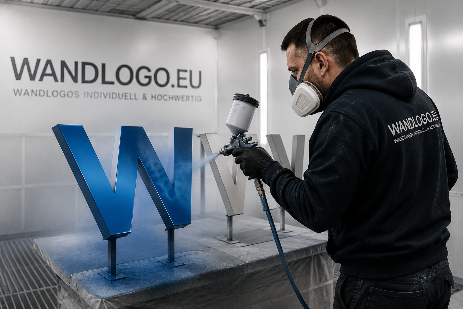 Professionelle Lackierung für Wandlogos – hausintern, präzise und CI-konform