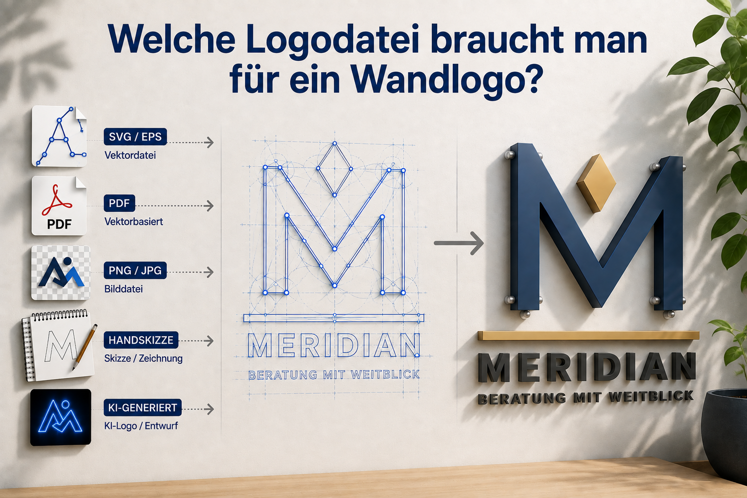 Logodateien für 3D-Wandlogos von SVG und EPS über PDF und PNG bis zur CAD-Aufbereitung